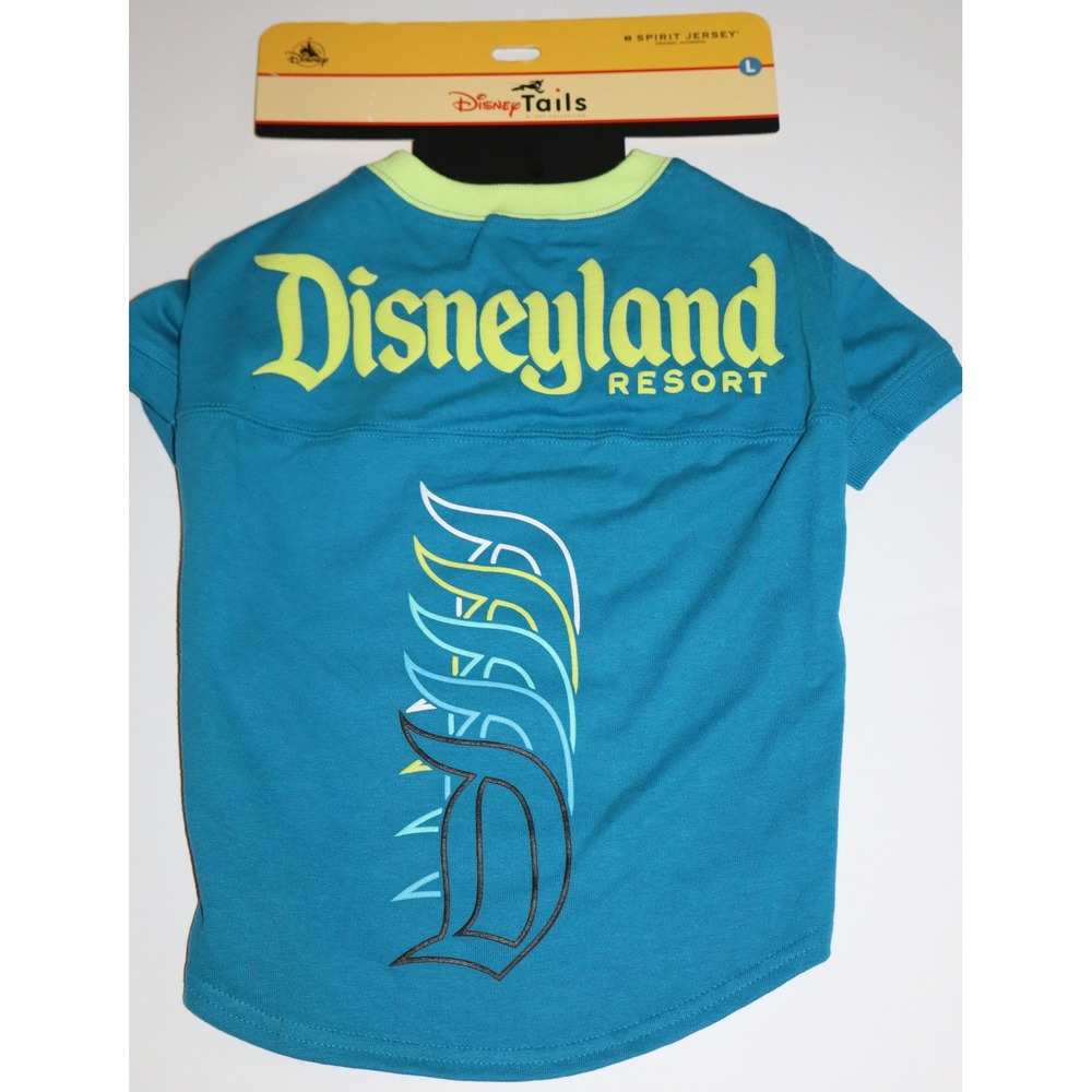 Disney Tails Disneyland Resort Spirit Jersey Dog Shirt Teal Blue Size Large L